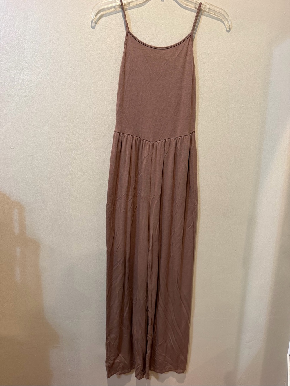 Mauve Spaghetti-Strap Wide-Leg Jumpsuit